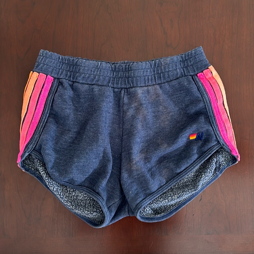 Navy striped sweatshorts aviator nation